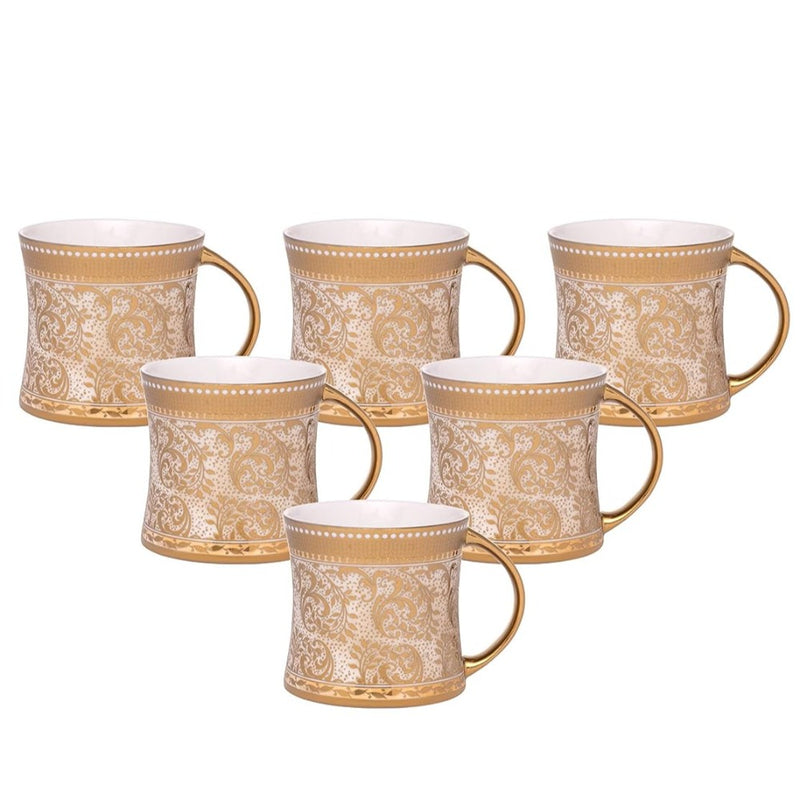 Clay Craft Ceramic Diamond Ebony Printed 170 ML Coffee & Tea Mugs - 2