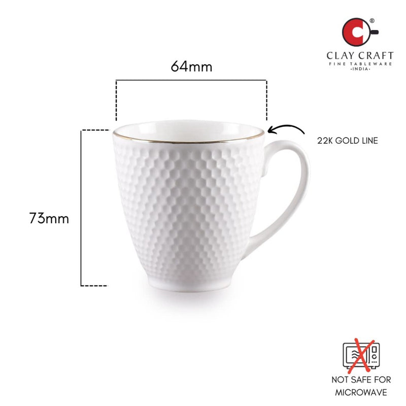 Clay Craft Ceramic Omega Impression Gold Line 200 ML Coffee & Tea Mugs - 4