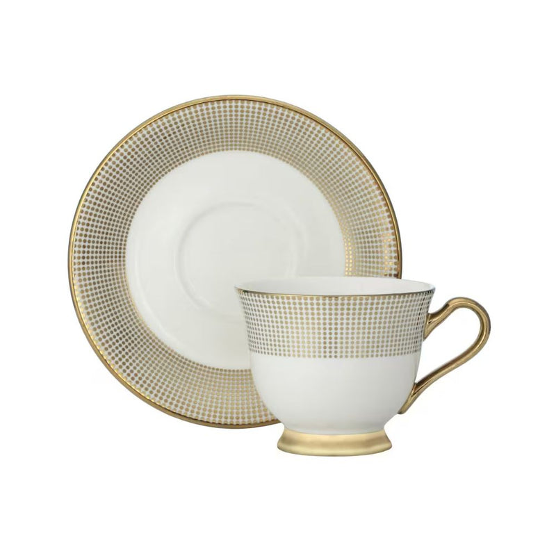 Clay Craft Ceramic Georgian Gold Printed Cup & Saucer Set - 4