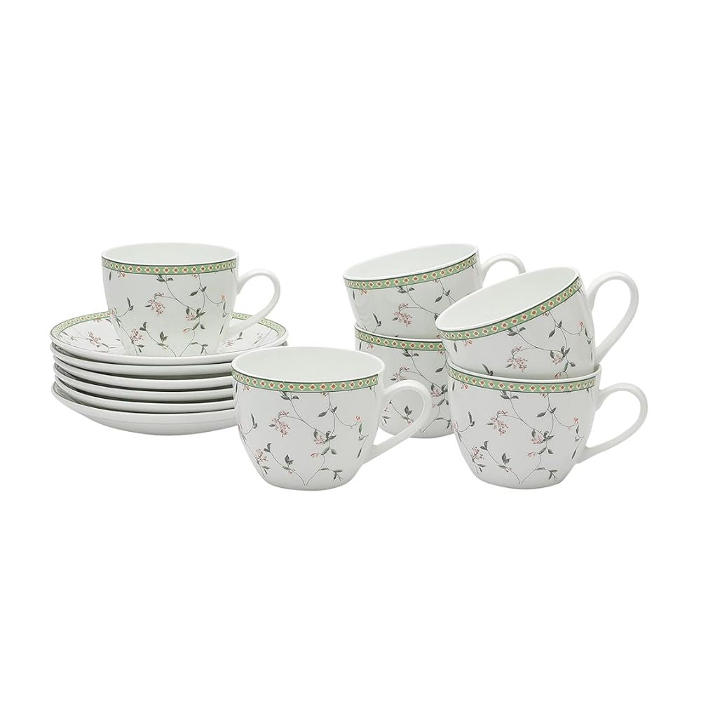 Buy JCPL Cream Cup & Saucer Set of 12 (6 Cups + 6 Saucer) GS302