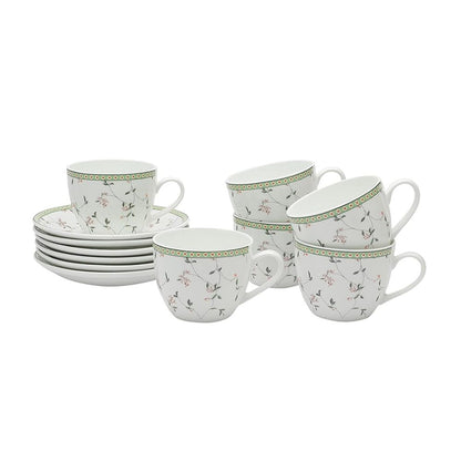 JCPL Ceramic Floral Printed Gardenia Cup & Saucer Set - 3