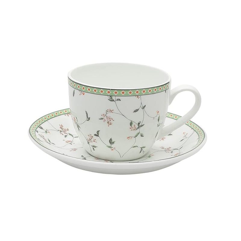 JCPL Ceramic Floral Printed Gardenia Cup & Saucer Set - 4