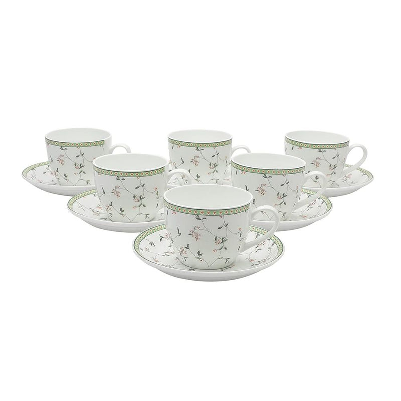 JCPL Ceramic Floral Printed Gardenia Cup & Saucer Set - 2