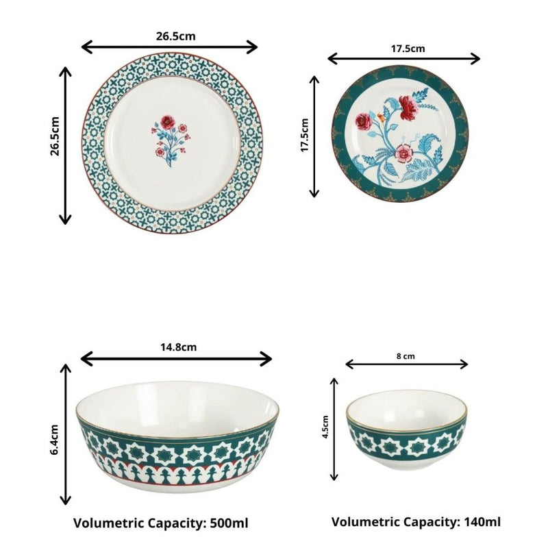 India Circus Ceramic Floral Marine Opulence Dinner Set - 8