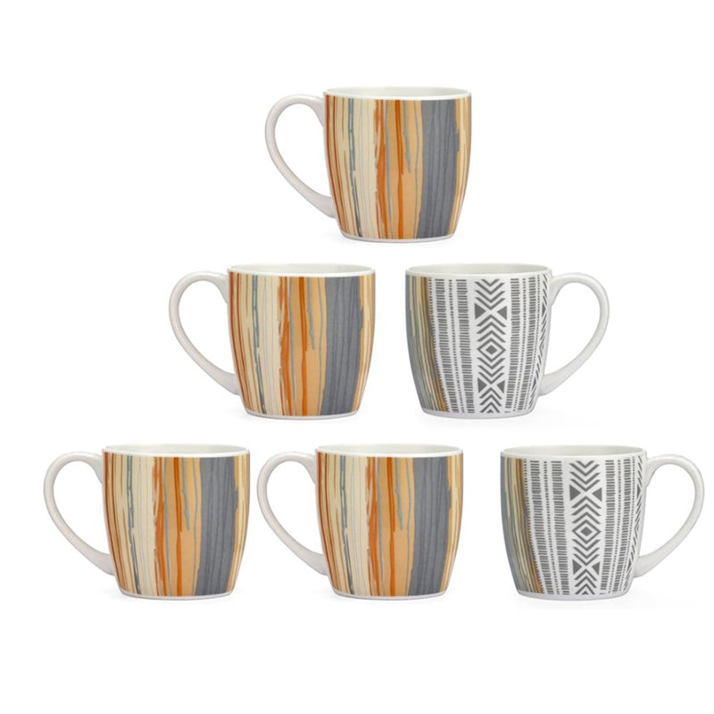 Clay Craft Ceramic Striped 180 ML Coffee & Tea Mug Set - 3