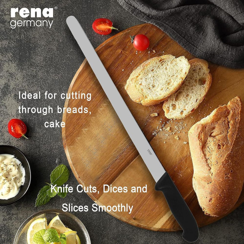 Rena Stainless Steel 340 MM Plain Blade Bread Knife with Plastic Hanadle - 3