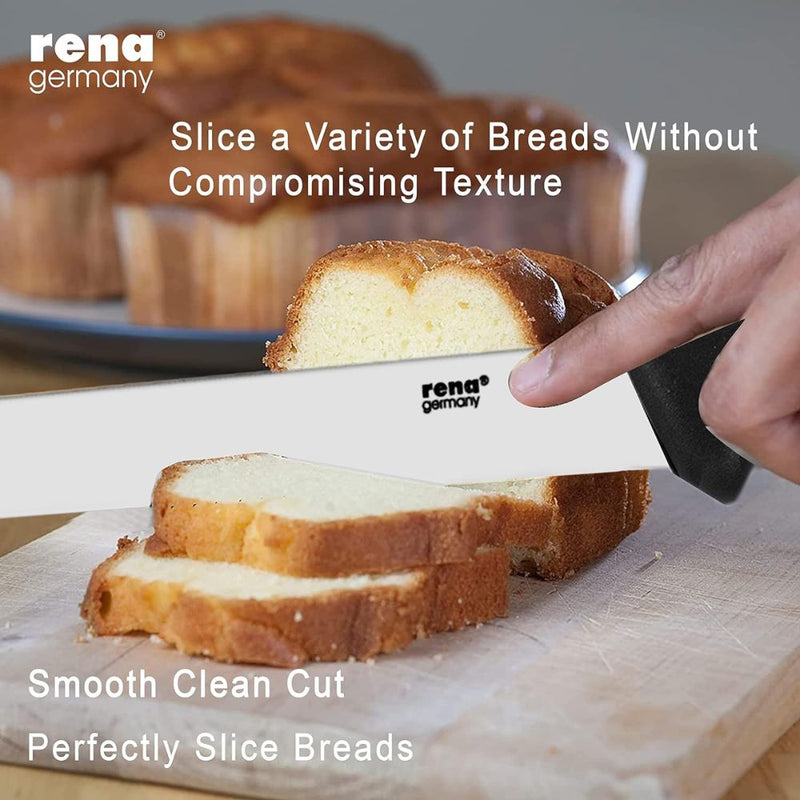 Rena Stainless Steel 340 MM Plain Blade Bread Knife with Plastic Hanadle - 4