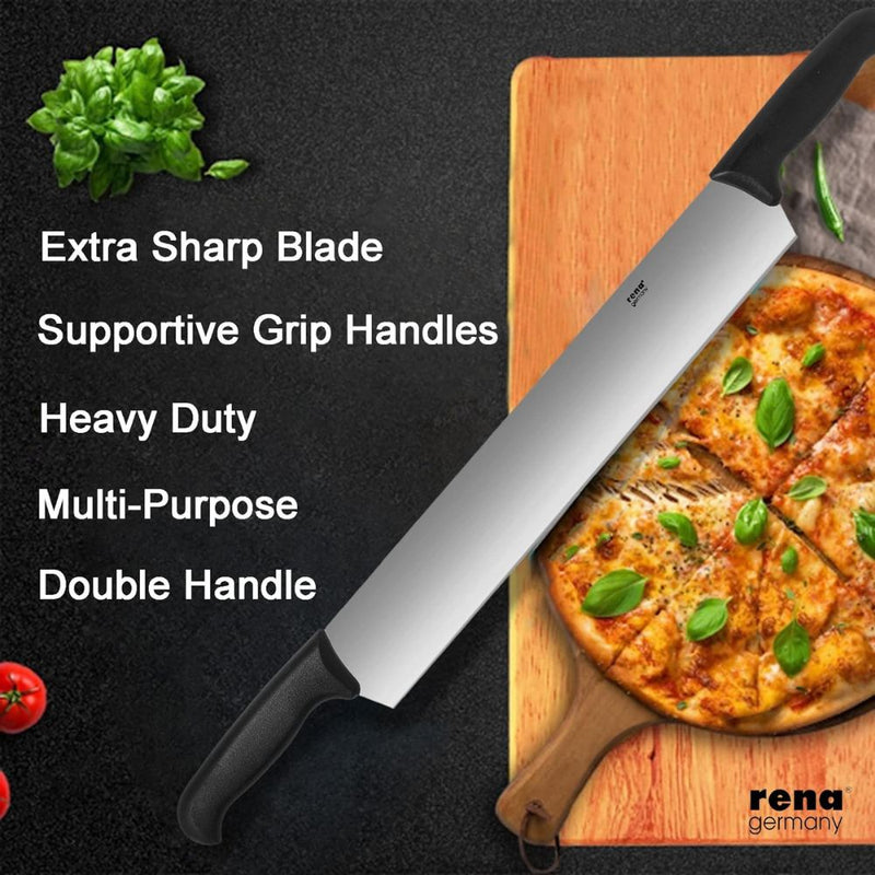 Rena Stainless Steel Professiona Pizza Slicer with Double Handle - 5