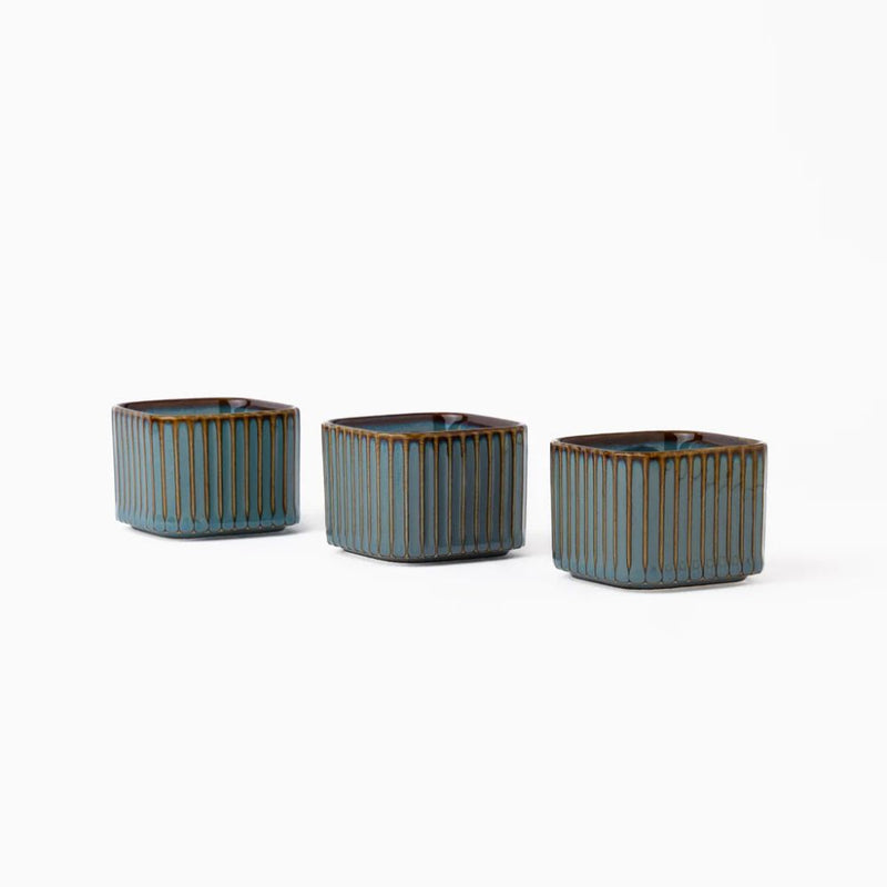 Rena Porcelain Teal Cube Shape Dip Bowl Set - 1
