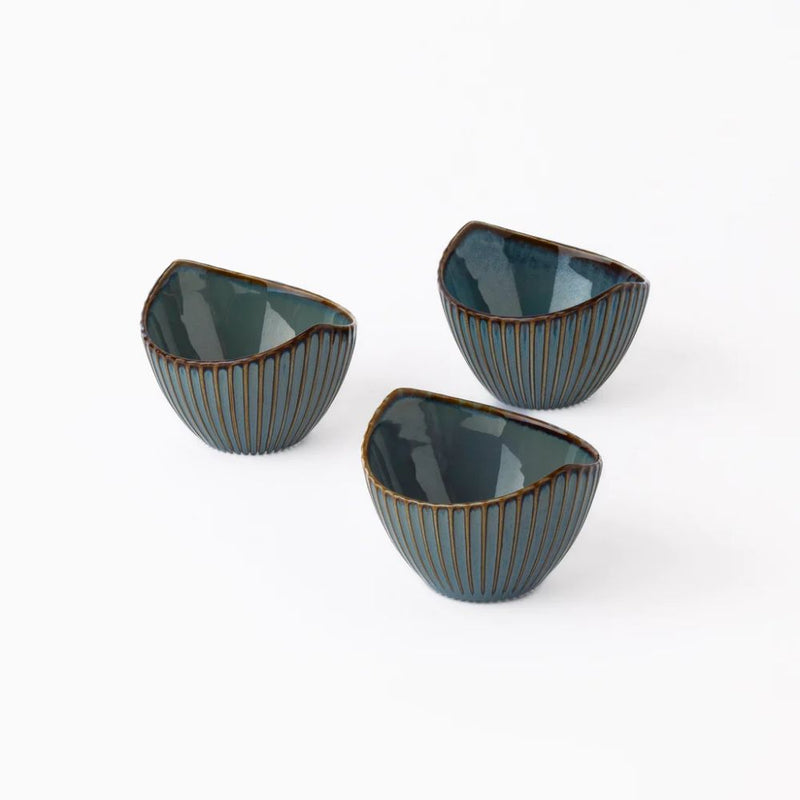 Rena Porcelain Teal Leaf Shape Bowl Set - 2