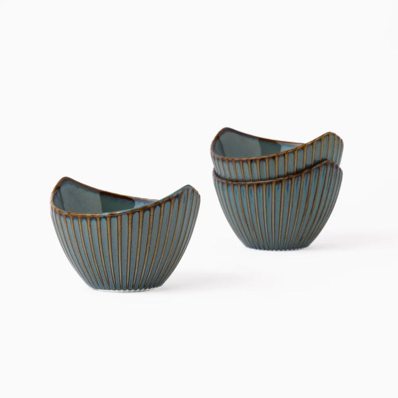 Rena Porcelain Teal Leaf Shape Bowl Set - 1