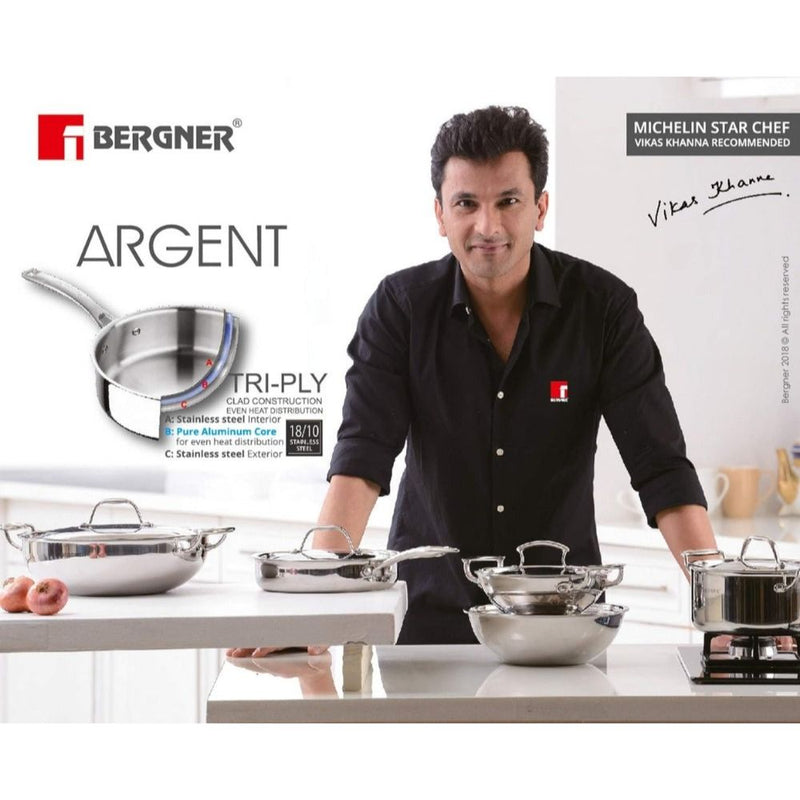 Bergner Argent Tri-Ply Stainless Steel 12 cm Tadka Pan - 4