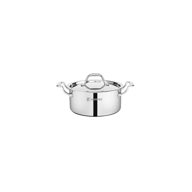 Bergner Argent Mini Tri-Ply Stainless Steel Casserole with Stainless Steel Lid - 1