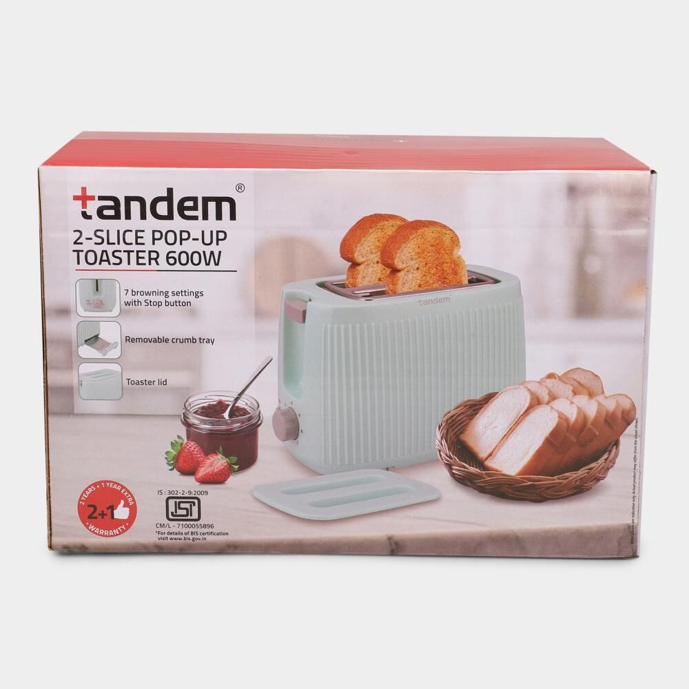 Softel Tandem 600 Watts 2-Slice Pop Up Toaster - 8