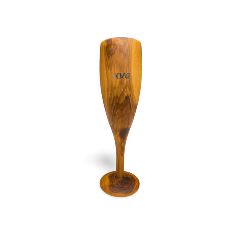 KVG Teak Wood Jointless Champagne Glass Set Of 2 Pc - 2
