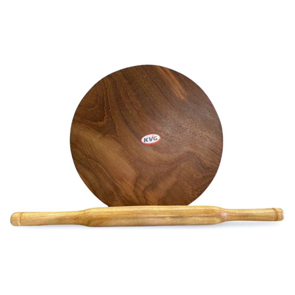 KVG Teak Wood Polpat With Belan | Roti Chakla | Roti Patla | Brown ...