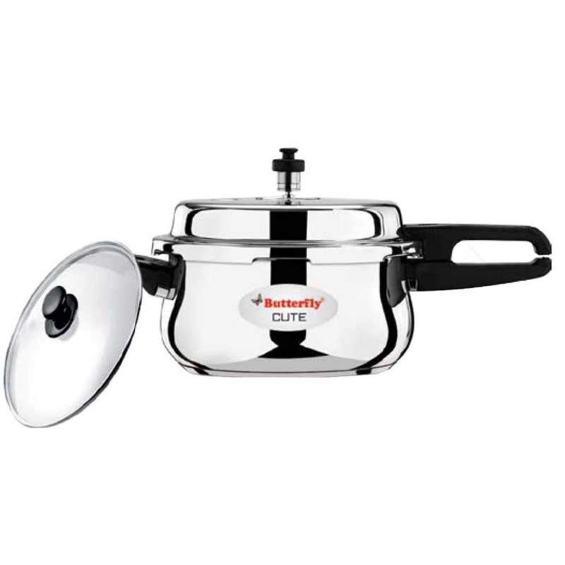 Butterfly Stainless Steel Cute Pressure Cooker with Glass Lid - 7