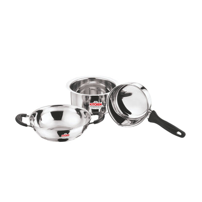Kitchen Essentials Master Induction Base Stainless Steel Cookware Set (Kadai + Tasla + Sauce Pan) - 2

