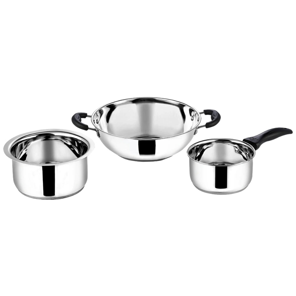 Kitchen Essentials Master Induction Base Stainless Steel Cookware Set (Kadai + Tasla + Sauce Pan) - 4