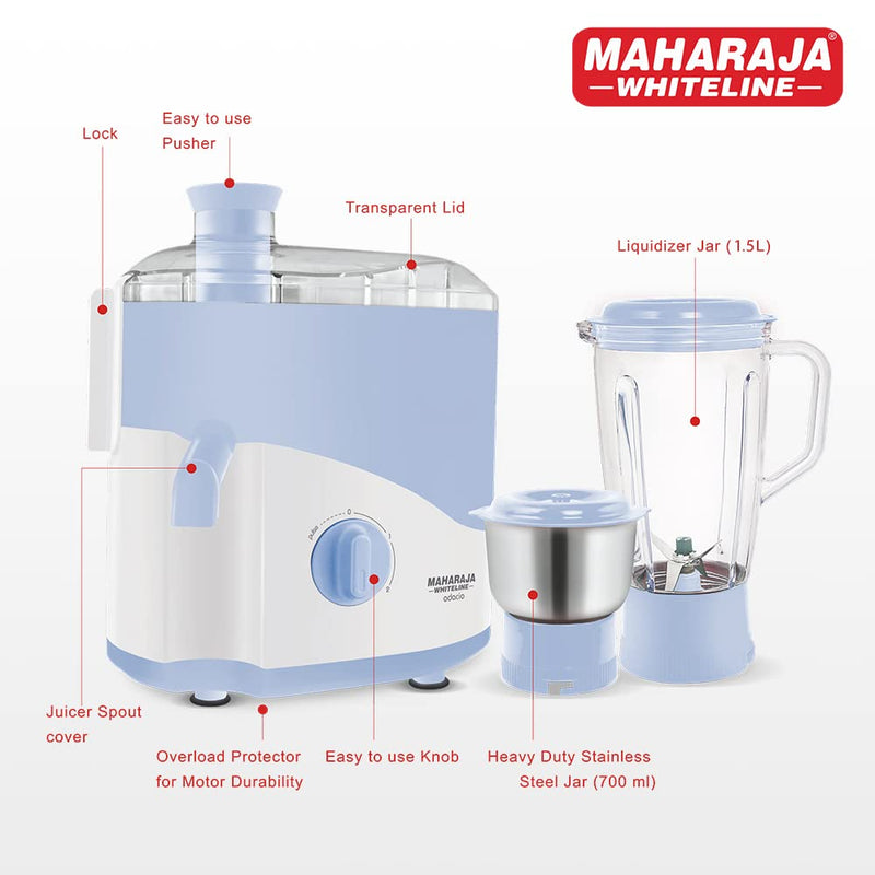 Maharaja Whiteline Odacio 500 Watt Juicer Mixer Grinder with 2 Jars - 7