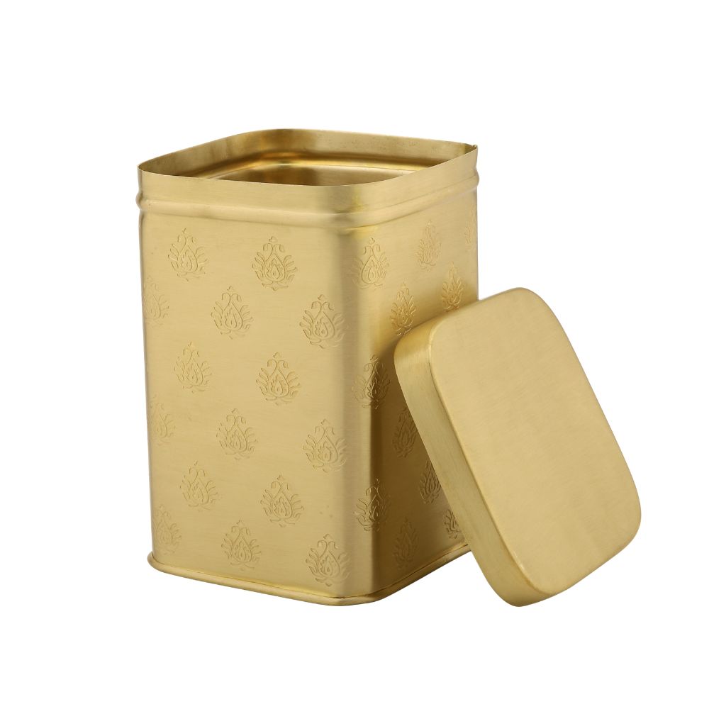 LaCoppera Pure Brass 1250 ML Cube Mor Dabba - 2