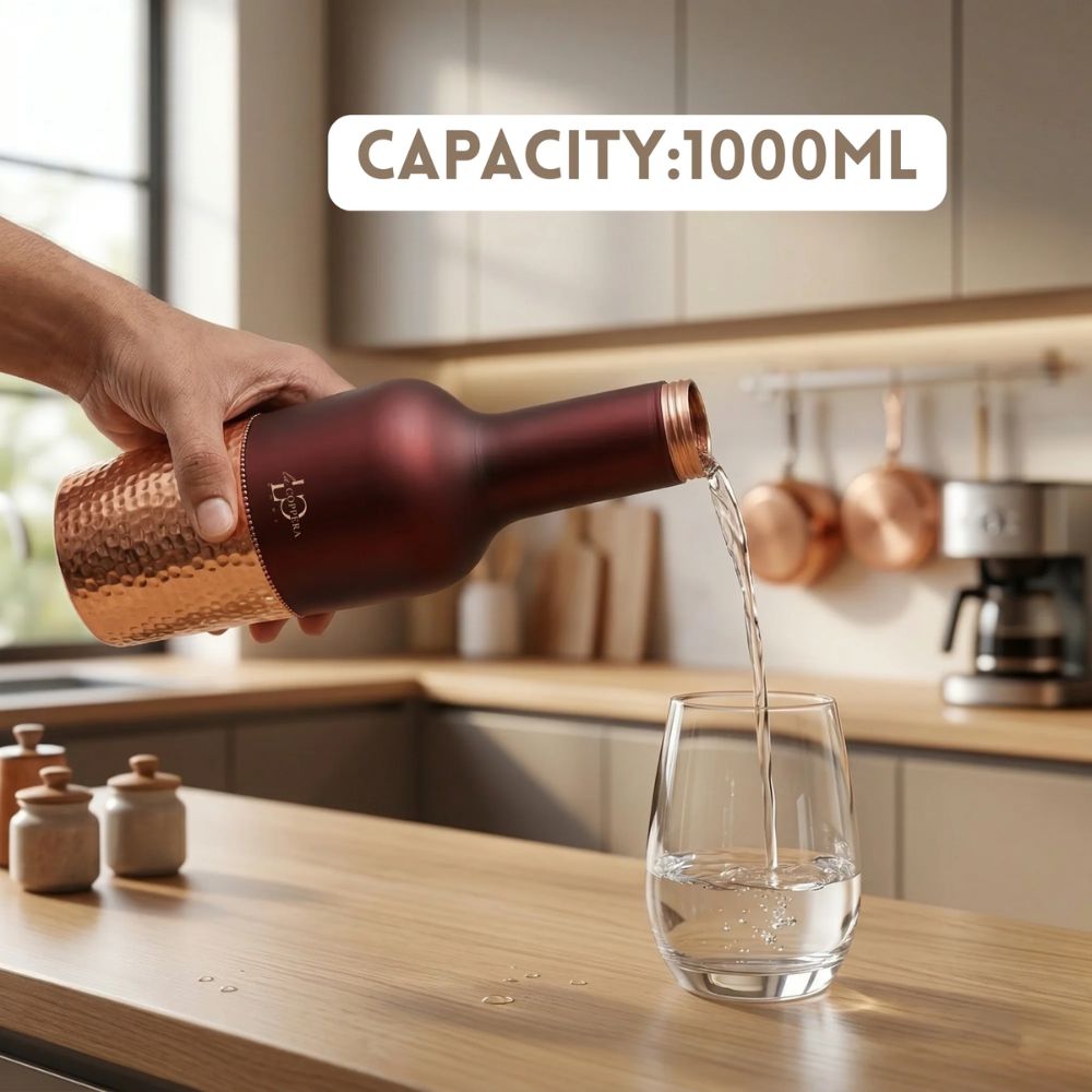 Lacoppera Madira Coco 1000 ML Pure Copper Water Bottle - 2