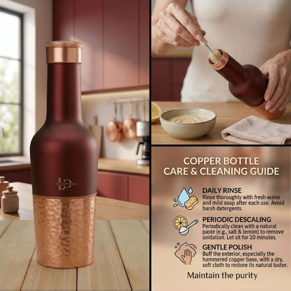 Lacoppera Madira Coco 1000 ML Pure Copper Water Bottle - 5