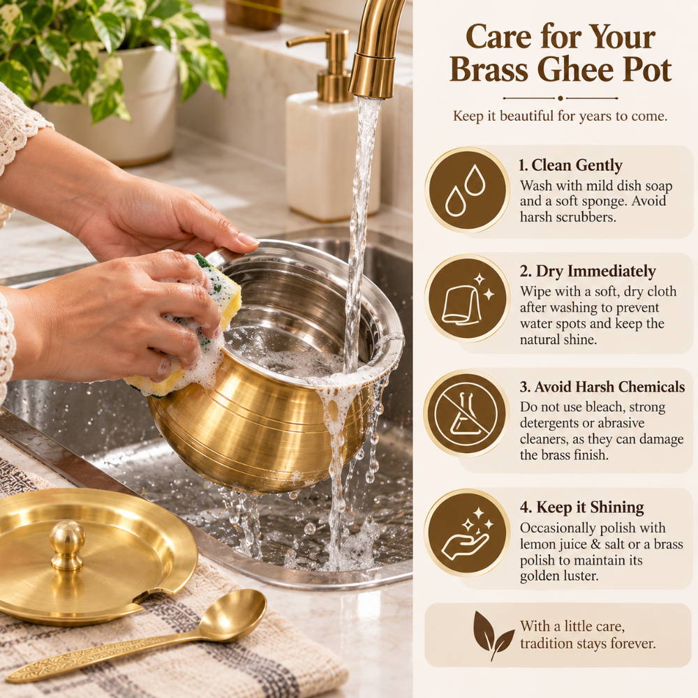 Lacoppera Brass Sundara 400 ML Ghee Pot with Serving Spoon - 8