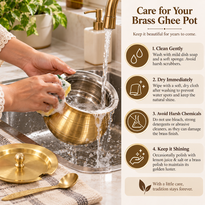 Lacoppera Brass Sundara 400 ML Ghee Pot with Serving Spoon - 8