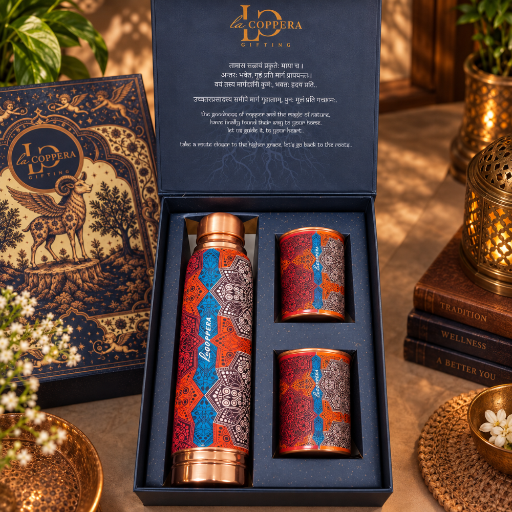 Lacoppera Copper 3D Printed Ayurship Mandala Rediance Gift Set - 2