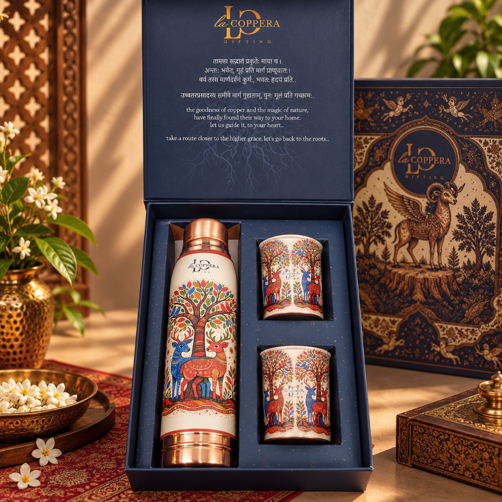 Lacoppera Copper 3D Printed Madhurvan Gift Set - 4