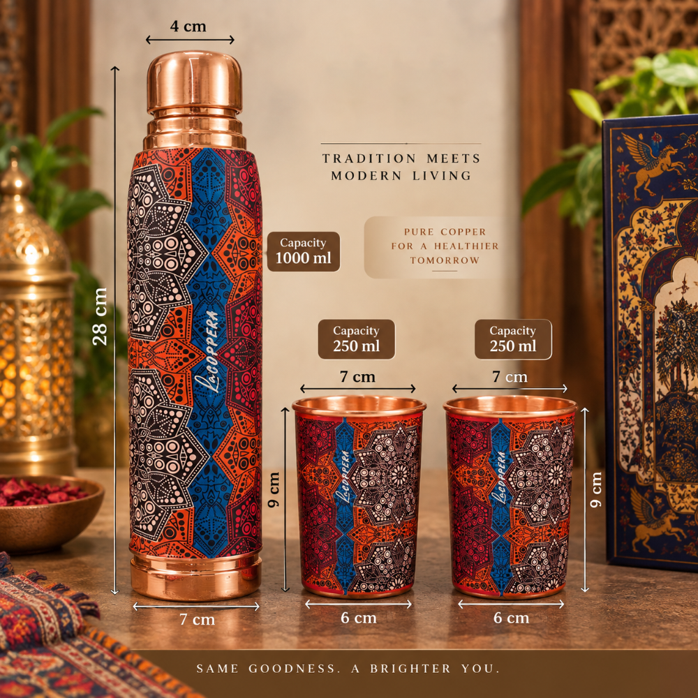 Lacoppera Copper 3D Printed Ayurship Mandala Rediance Gift Set - 3