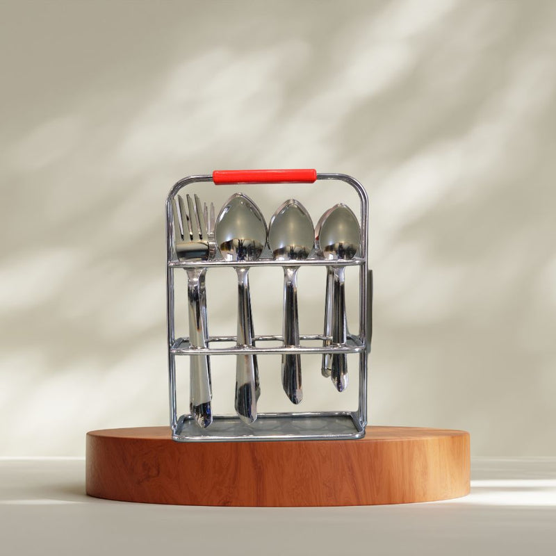 Decent Dazzle Stainless Steel Cutlery Set with Stand - 7