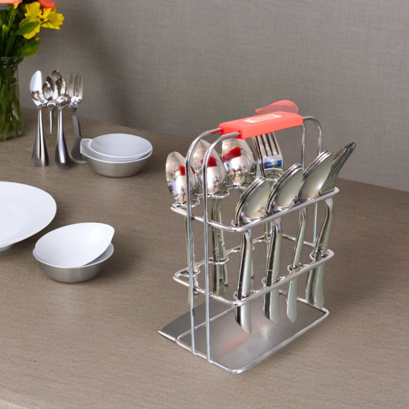 Decent Dazzle Stainless Steel Cutlery Set with Stand - 1