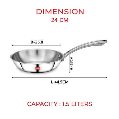 AVIAS Riara Premium Stainless Steel Tri-Ply Fry Pan | Gas & Induction Compatible | Silver-7