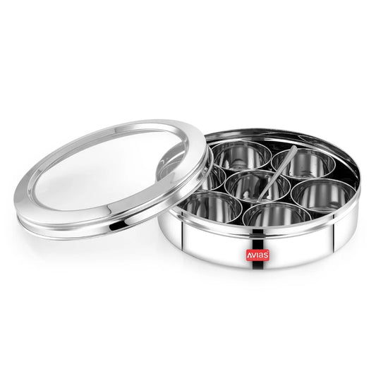 AVIAS Stainless Steel Elegant Spice Box with Glass Lid-4