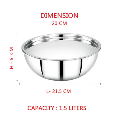 AVIAS Stainless steel Tri-Ply Riara (Tasla 20cm + Tasla 22cm + Frypan 22cm + Tope 14cm + Tope 16cm) | Induction Compatible | Silver-8