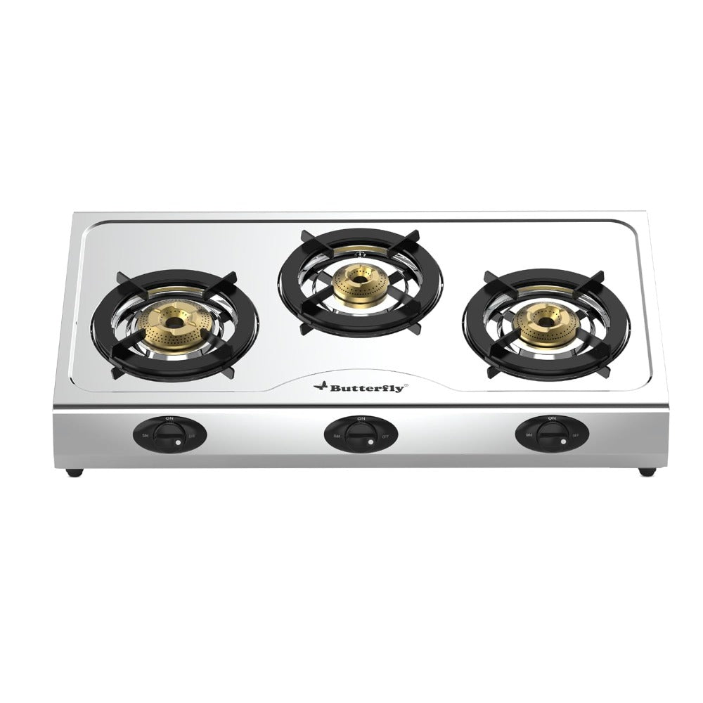 Butterfly Bolt Stainless Steel 3 Burner LPG Gas Stove - 1