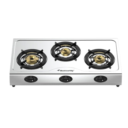 Butterfly Bolt Stainless Steel 3 Burner LPG Gas Stove - 1