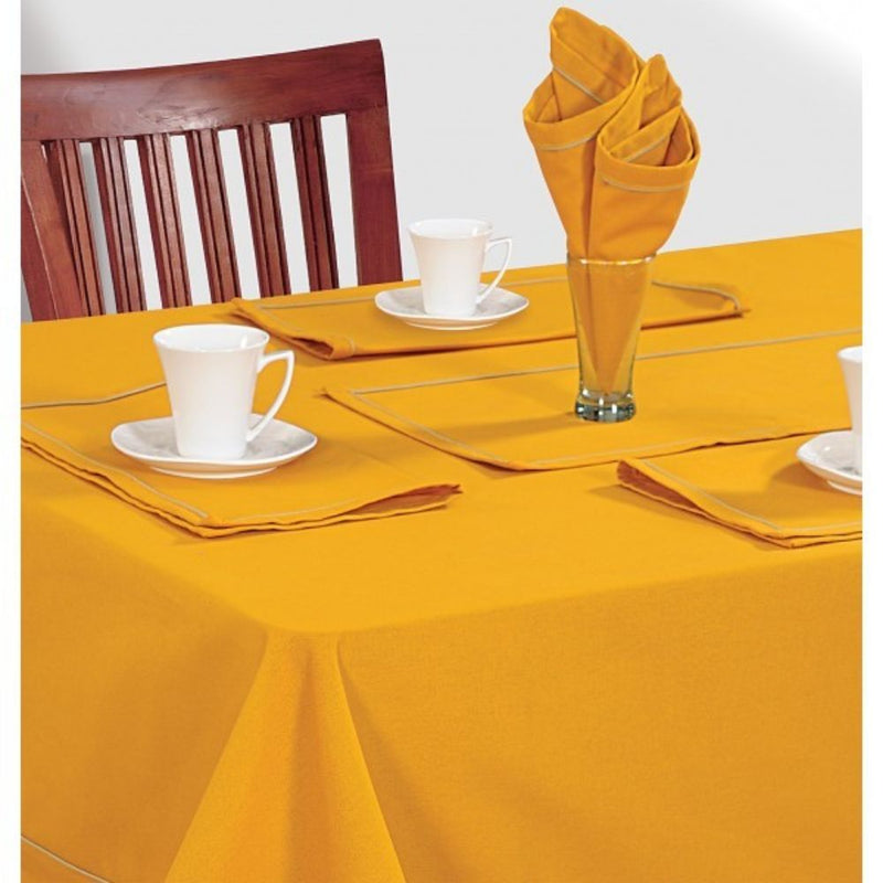 Swayam 4 Seater Amber Yellow Flat Square Table Cover - 1