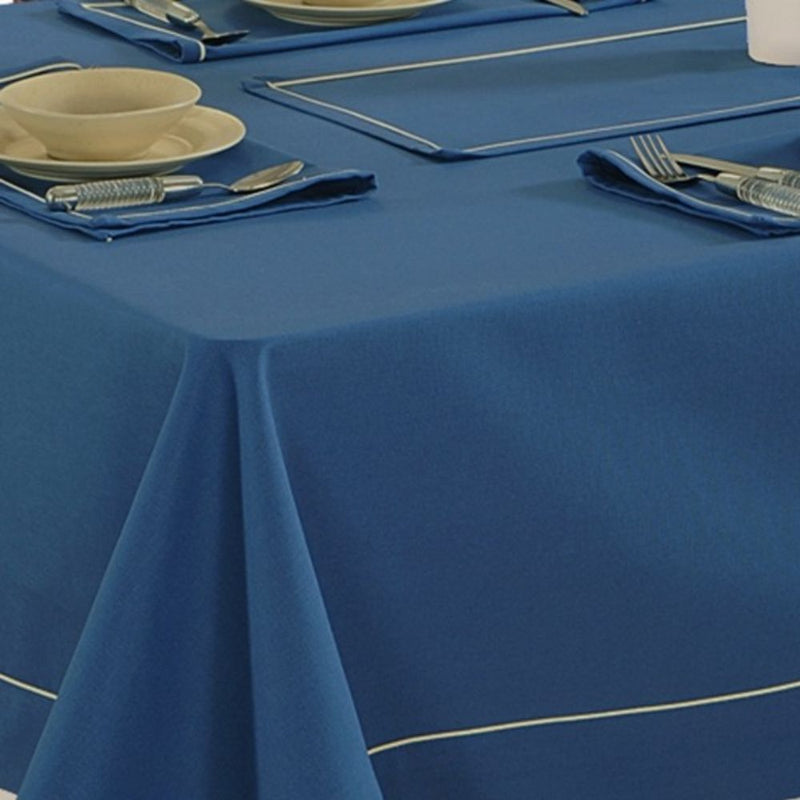 Swayam Plain Ink Blue Flat Rectangular Table Cover - 3