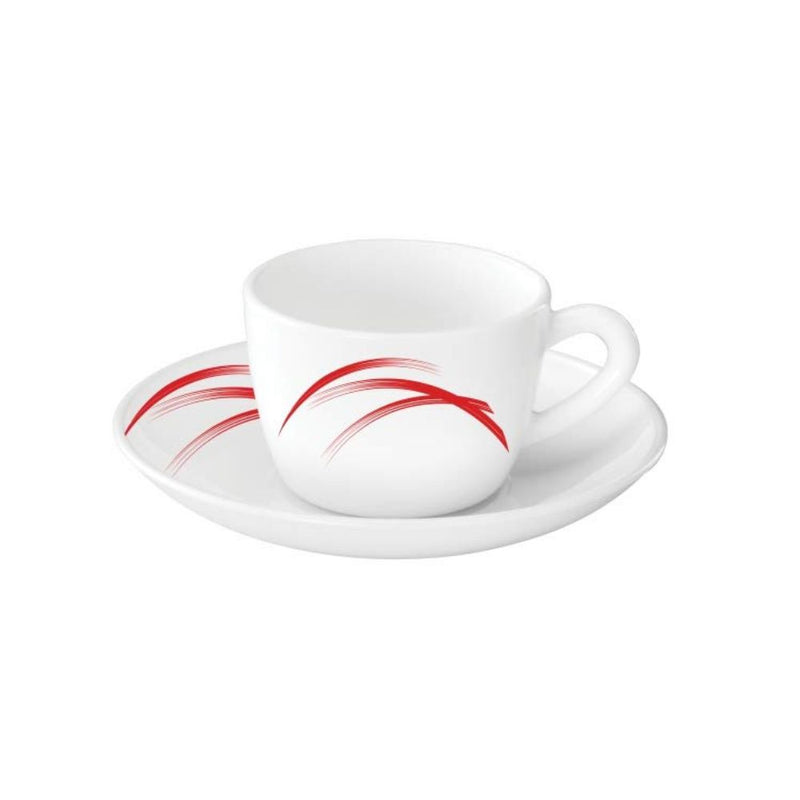Larah by Borosil Opalware Red Stella Cup and Saucer Set - 3
