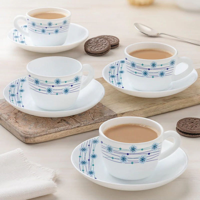 Larah by Borosil Opalware Bluebell Cup and Saucer Set - 1