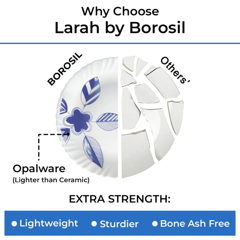 Larah by Borosil - Silk Series Morning Glory Opalware Dinner Set - 9