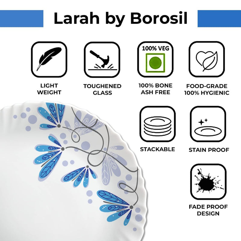 Larah by Borosil - Silk Series Twilight Opalware Dinner Set - 11