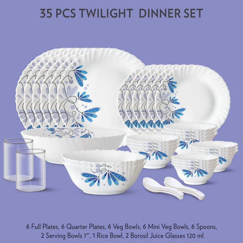 Larah by Borosil - Silk Series Twilight Opalware Dinner Set - 2