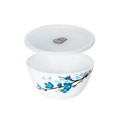 Larah by Borosil Opalware Mimosa 1500 ML Mixing Bowl with Lid - 4