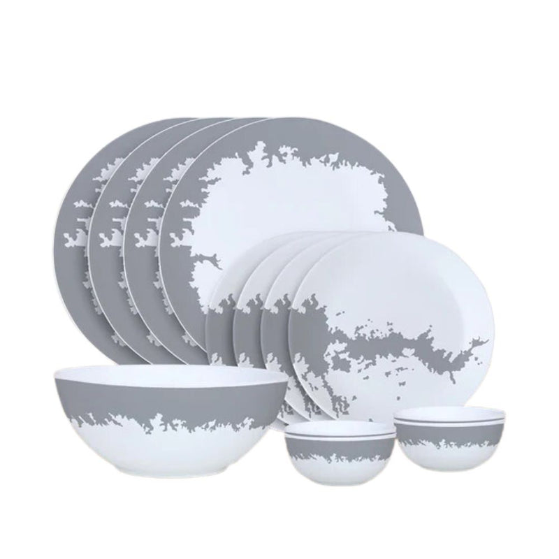 Larah by Borosil - Moon Series Silver Luna Opalware Dinner Set - 1