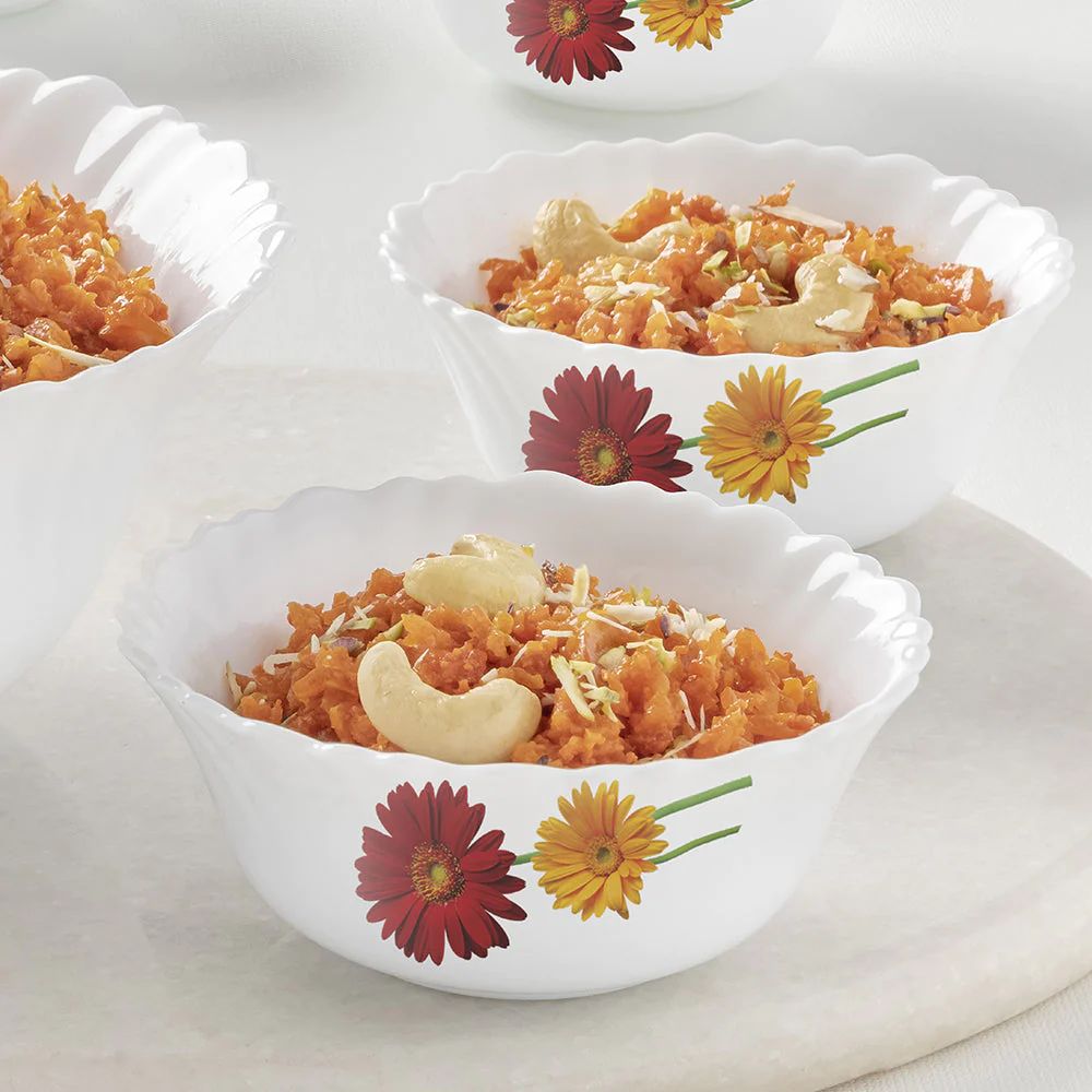 Larah by Borosil Opalware Zinnia Small Pudding Set | Set of 7 Pcs