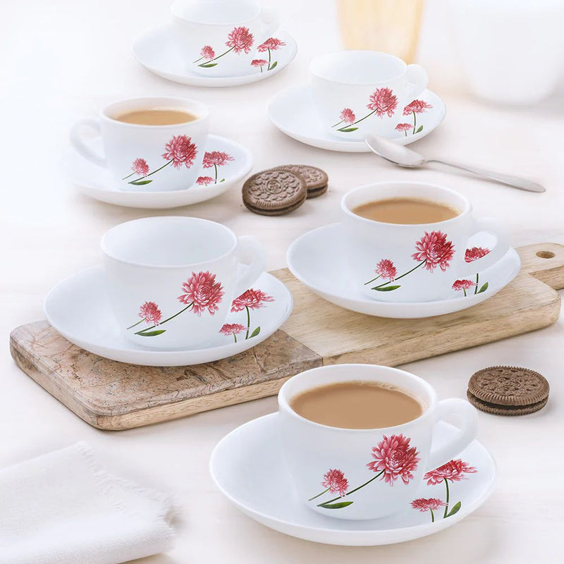 Larah by Borosil Opalware Belle Cup and Saucer Set - 1